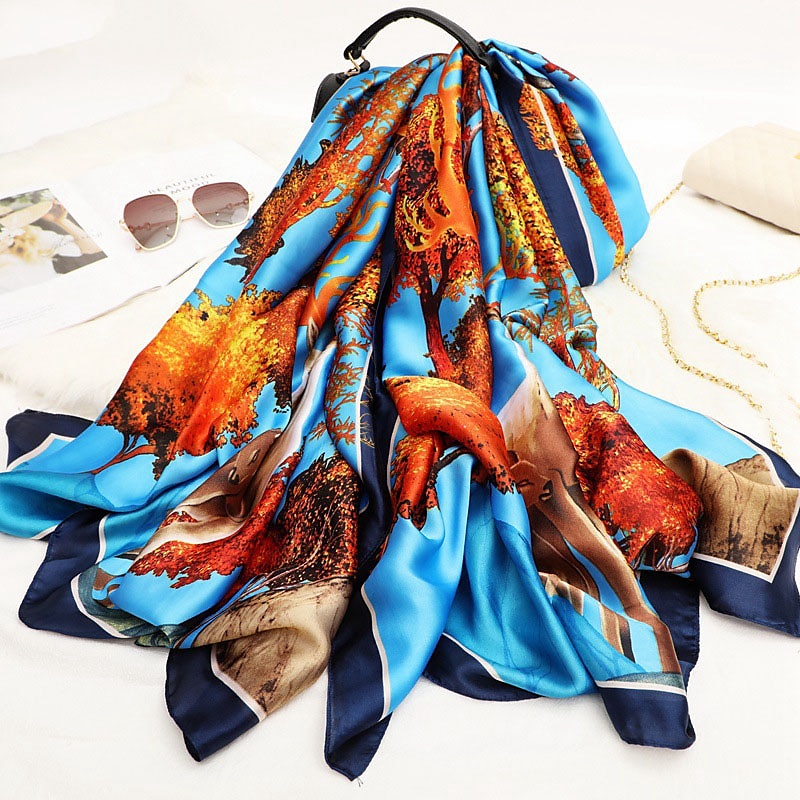 sciarpa di seta delle donne di inverno della stampa di modo della signora della spiaggia dello scialle sciarpe caldo liscio foulard hijab femminile del 2025 a $9.99 –P4