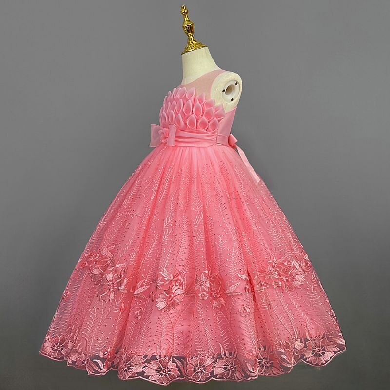Enfants Fille Robe de demoiselle d'honneur Robe Couleur Pleine Sans Manches Utilisation Mariage Soirée Princesse Doux Coton Maxi Robe de princesse rose Robe Trapèze Robe de demoiselle d'honneur Et de 2025 ? $48.99 –P6