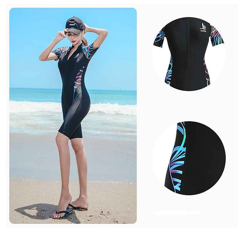 Women's Rash Guard Dive Skin Suit UPF50+ Breathable Quick Dry Short Sleeve  Bathing Suit Swimsuit Boyleg Knee Length Swimming Diving Surfing Snorkeling  Summer 2024 - $56.99
