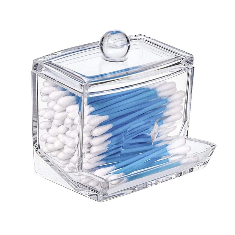 scatola portaoggetti per tamponi di cotone acrilico portatile trasparente per trucco batuffolo di cotone contenitore cosmetico custodia per gioielli in cristallo senza tamponi di cotone del 2025 a $4.99 –P2