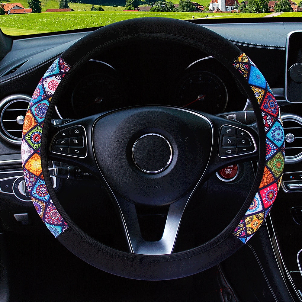 coprivolante elastico per auto stampa stile etnico antiscivolo car styling coprivolante per auto accessori interni auto 38 cm del 2025 a $13.99 –P3