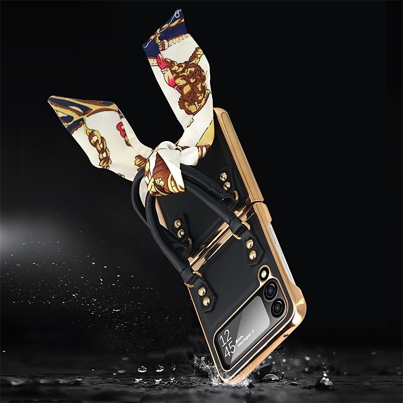 telefono Custodia Per Samsung Galaxy Z Flip 5 Z Flip 4 Z Flip 3 Copertura Posteriore Portatile Moda Protezione Completa Tinta unita PC Pelle PU del 2025 a $35.99 –P5