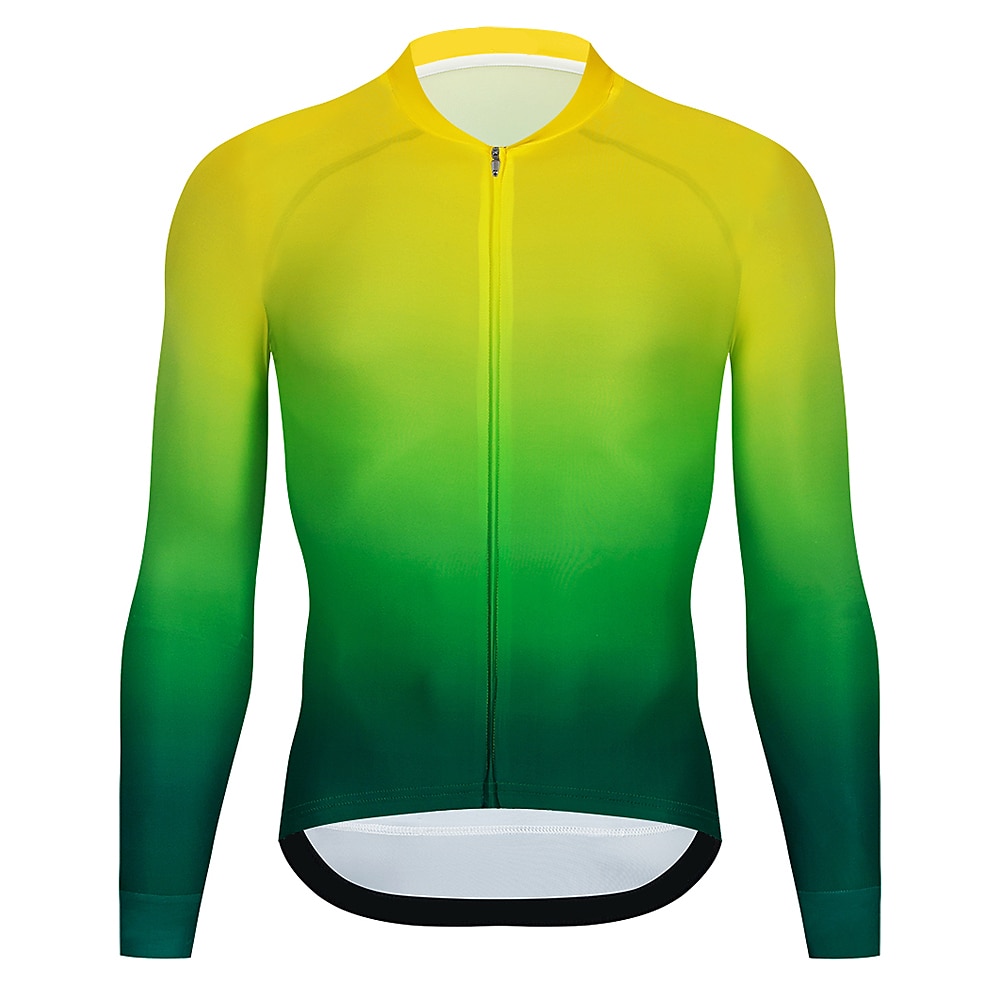 Herren Radtrikot Farbverlauf Langarm Fahhrad Trikot Oberteil mit 3 Gesäßtaschen Mountainbike MTB Straßenradsport Schnelltrocknend Reflektierende Streifen Rückentasche Feuchtigkeitsableitend Sport 2026 - $13.99 –P10