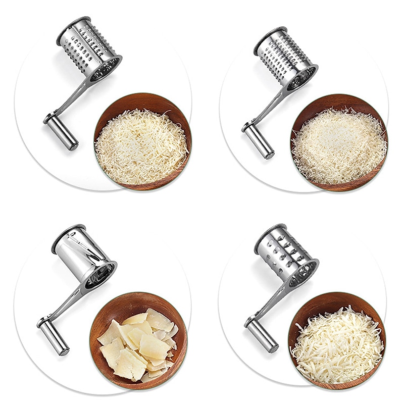 Rotary Cheese Grater 1/2/3/4 Drums Blades Stainless Steel Cheese Cutter Slicer  Cheese Shredder Butter Nut Cutter Kitchen Gadgets