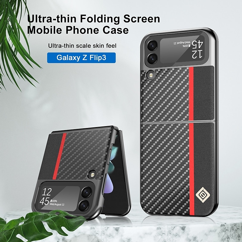 Phone Case For Samsung Galaxy Z Flip 6 Z Flip 4 Z Flip 3 Flip Flip Solid Colored PC PU Leather 2025 - $13.99 –P3