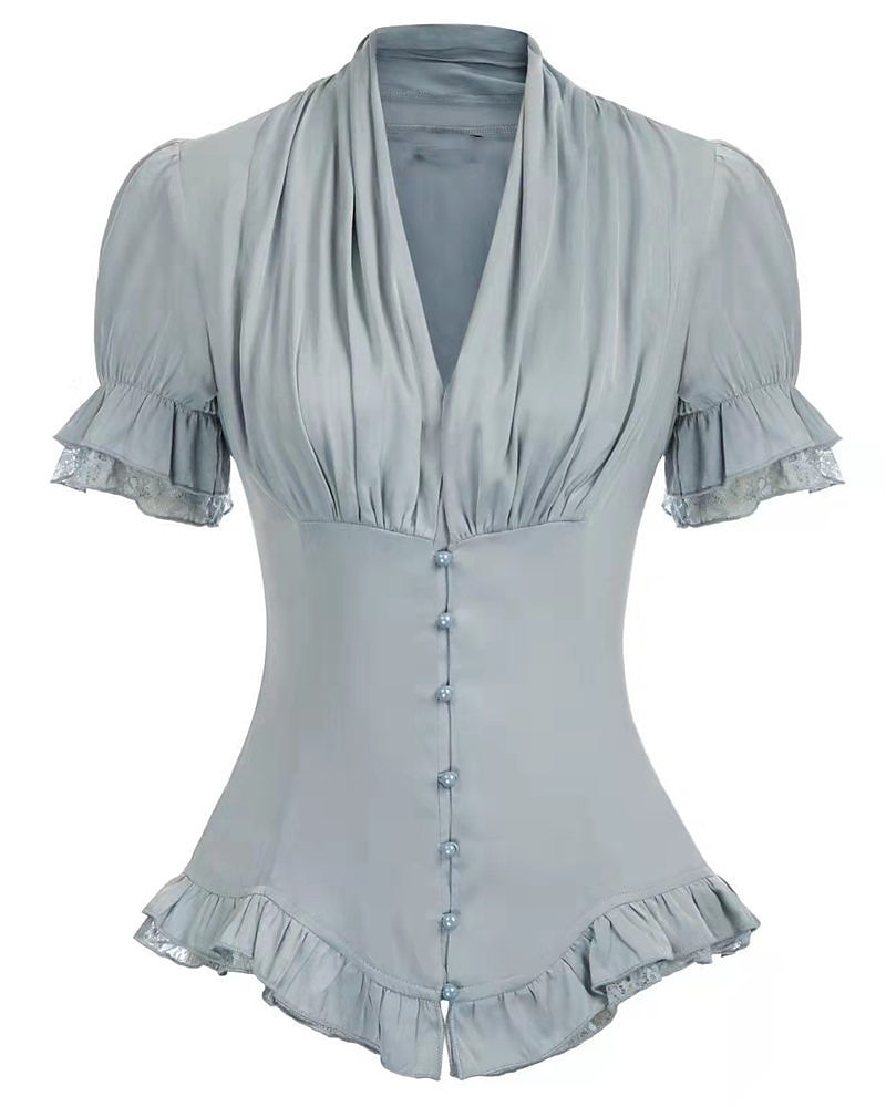 Rokokoo Viktoriaaninen Keskiaika Pusero / hame Korsetti Viikinki Maria Antonietta Haltia Pitsi Naamiaispuku Naisten Merirosvo Kuninkaallinen Steampunk Halloween Karnevaali Naamiaiset Suoritus 2026 - $26.99 –P3