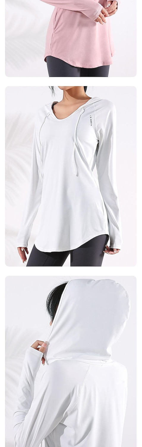 قمصان يوجا نسائية بمقاسات كبيرة بغطاء للرأس وفتحة رقبة على شكل حرف v سترة رياضية رقيقة فضفاضة ملابس خارجية لليوجا واللياقة البدنية والصالة الرياضية ملابس شتوية بأكمام طويلة 2025 - $32.99 –P4