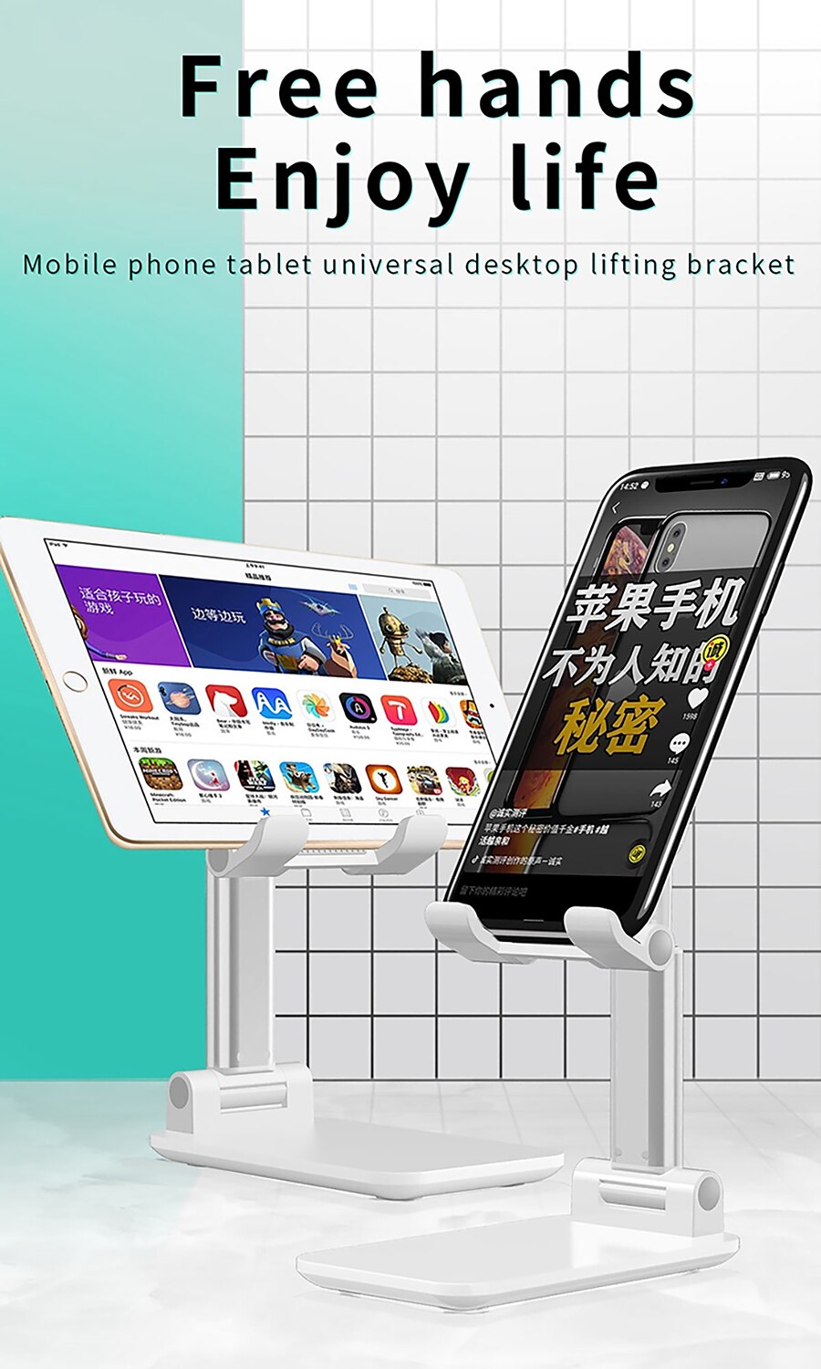 Foldable Mobile Phone Holder Stand Retractable Adjustable Phone Holder Cradle for iPhone 13 12 11 Pro Max X iPad and All Smartphones Adjustable Metal Desk Desktop Tablet Universal Cell Phone Holder 2025 - $12.99 –P11