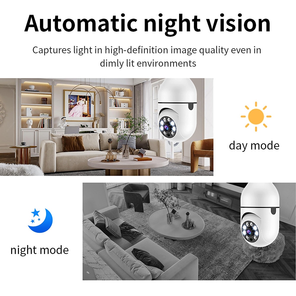 IP-camera 1080P HD Lamp Draadloos Bewegingsdetectie Externe toegang Binnen Appartement Ondersteuning 2025 - $33.99 –P8