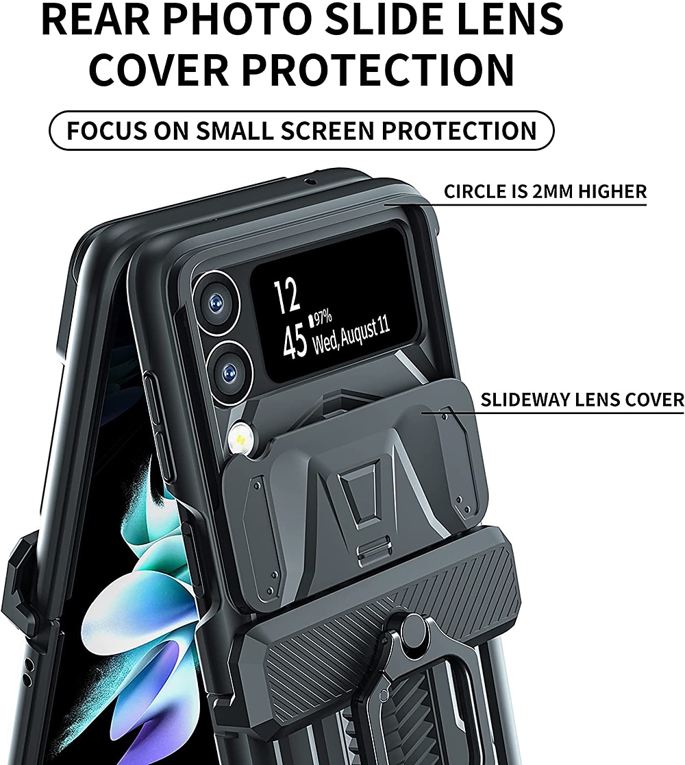 telefon Carcasă Pro Samsung Galaxy Z Flip 4 Z Flip 3 Pro náročný provoz Držák na prsteny Magnetické Chránič objektivu fotoaparátu Jednobarevné PC 2025 - $31.99 –P5