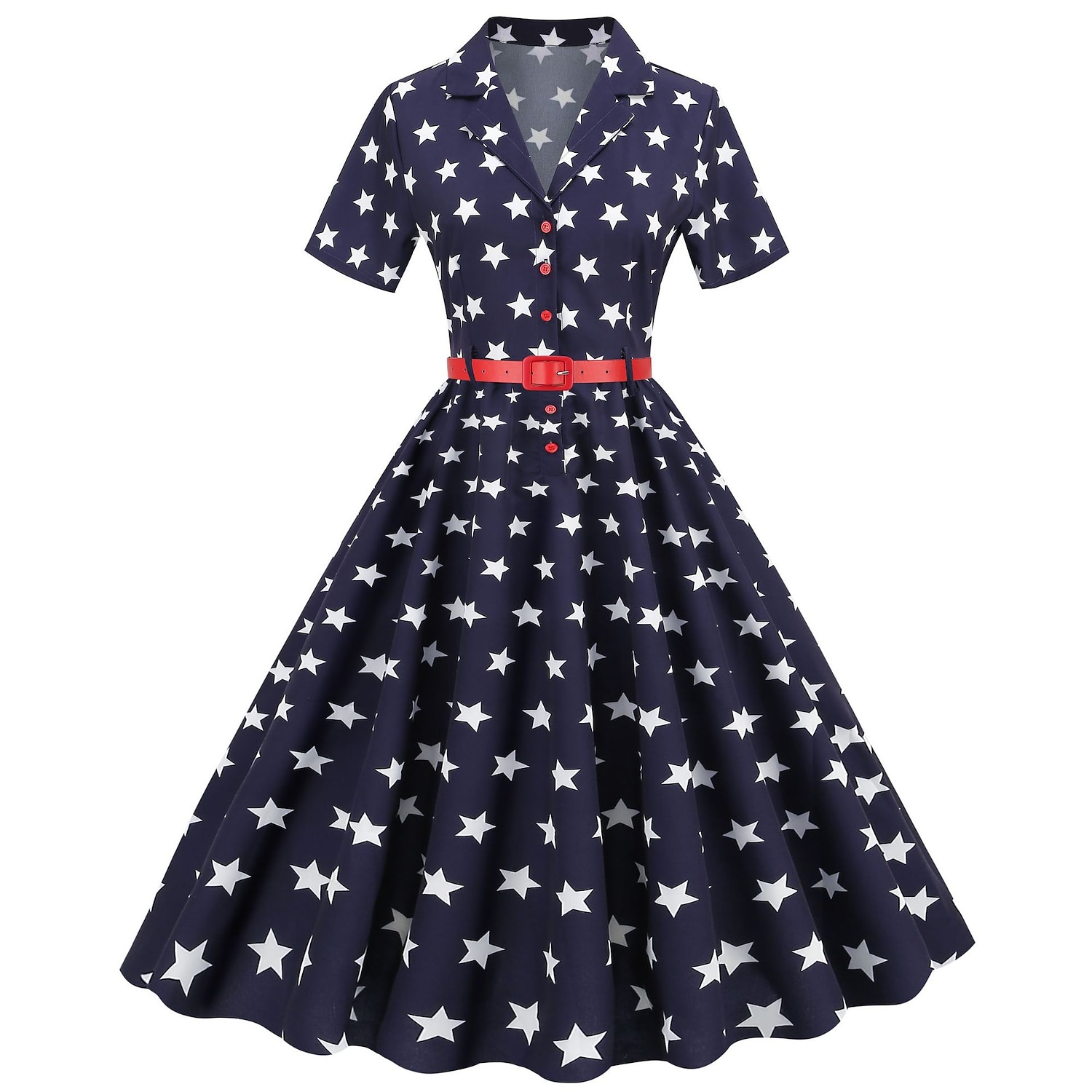 självständighetsdagen flare klänning underklänning bandana 3 st outfits usa flagga 1950-tal retro vintage swing klänning dam festklänning 4 juli 2025 - $35.99 –P1