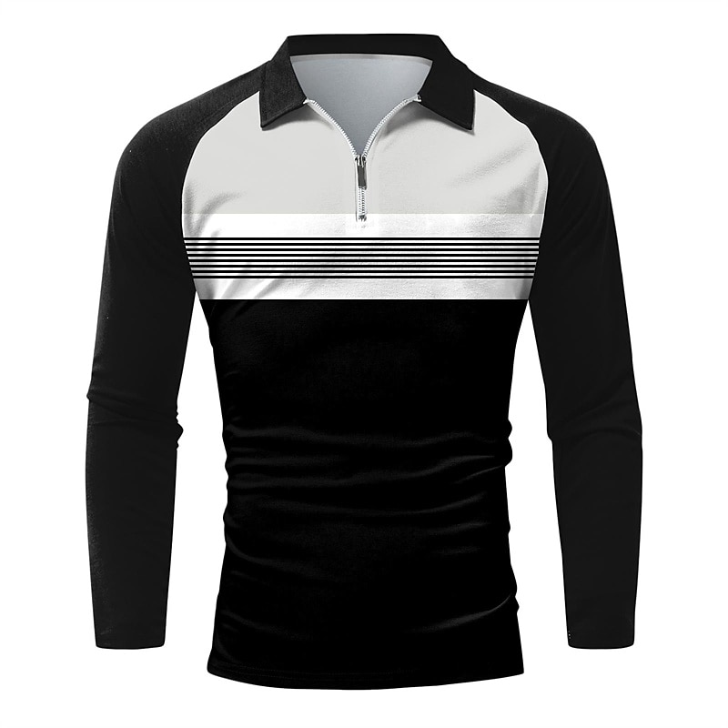 Herren Poloshirt Poloshirt mit Viertelreißverschluss Strasse Täglich Umlegekragen Viertel Postleitzahl Langarm Modisch Brautkleider schlicht Farbblock Zip Viertel Postleitzahl Frühling & Herbst 2025 - $18.99 –P6