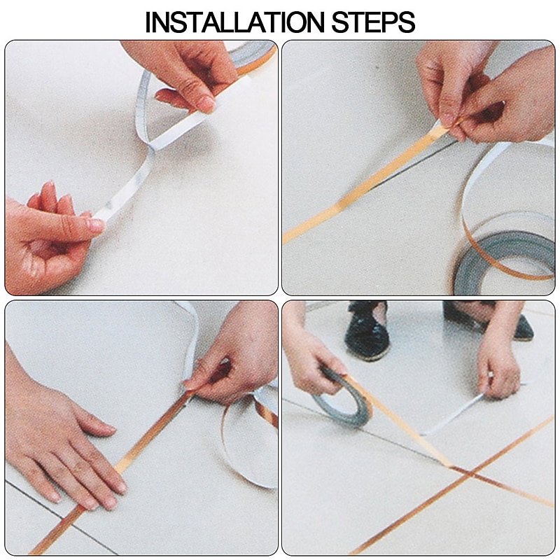 50m/166 Ft Tile Stickers Decorative Floor Wall Sticker Foil Line Peel and Stick Adhesive Waterproof Gap Cover for Kitchen Bathroom Living Room Bedroom 2025 - $8.99 –P10