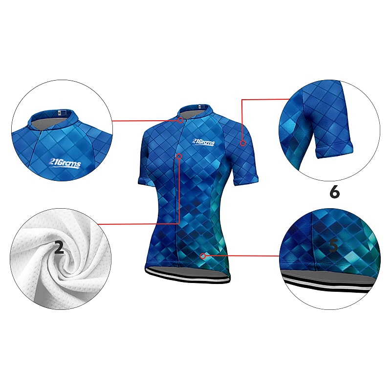 Damen Radtrikot Geometrisch Kurzarm Fahhrad Trikot Oberteil mit 3 Gesäßtaschen Mountainbike MTB Straßenradsport Schnelltrocknend Reflektierende Streifen Rückentasche Feuchtigkeitsableitend Sport Rot 2026 - $30.99 –P2