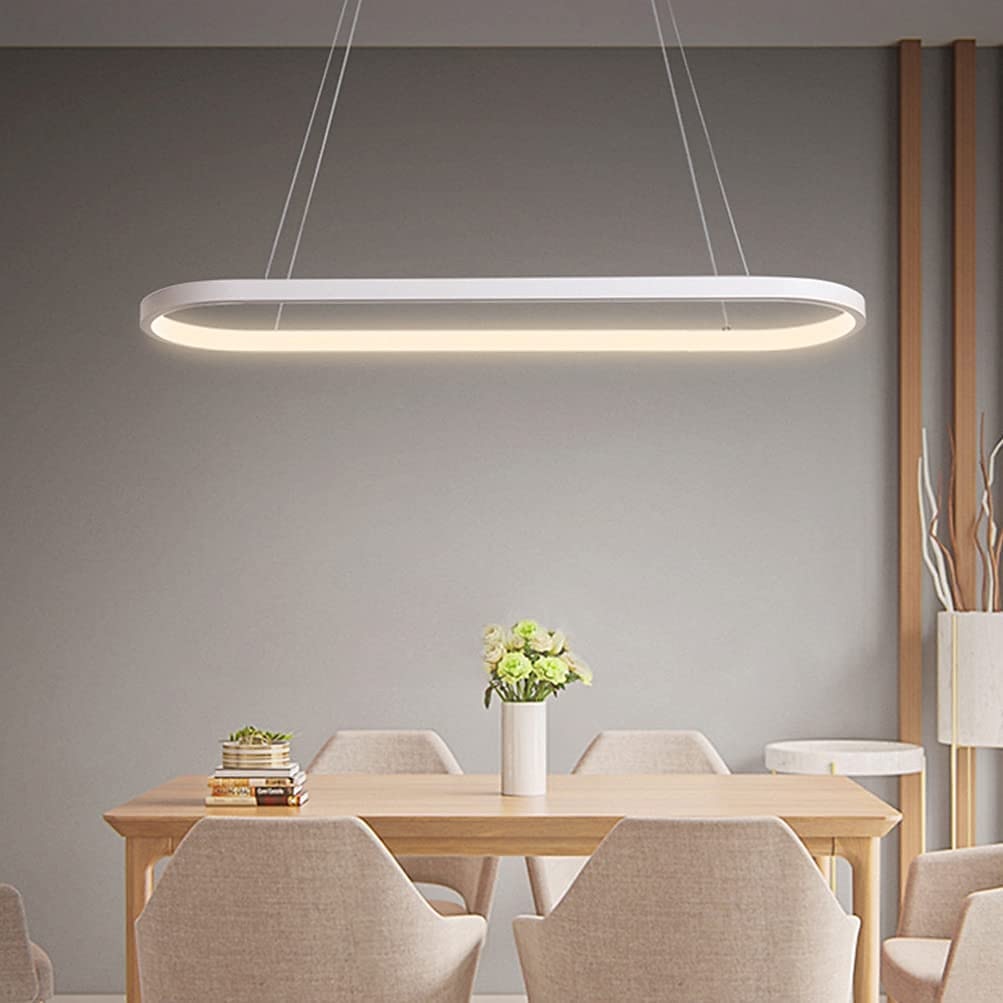 Lampada a sospensione a led 1 luce 70c/90m 40w design ovale rettangolo alluminio finiture verniciate nere lampada moderna per sala da pranzo ristorante bar 110-240v solo dimmerabile con telecomando del 2025 a $140.99 –P12