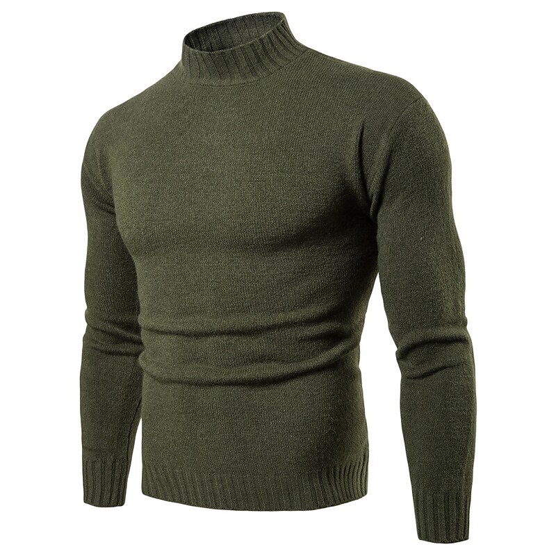 Férfi Pulóver Pulóver pulóver Garbó Bordázott Kötött Kötött Tömör szín Állógallér Alap Alkalmi Napi Szabadság Ruházat Tél Ősz Fekete Katonai zöld M L XL 2025 - $26.99 –P12