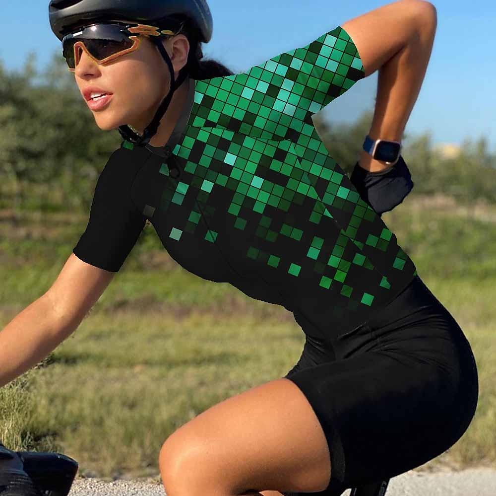 Femmes Maillot de cyclisme Géométrique Manche Courte Cyclisme Maillot Top avec 3 poches arrière VTT Vélo tout terrain Cyclisme sur route Séchage Rapide Bandes réfléchissantes Poche Arrière Évacuation de 2025 ? $28.99 –P5