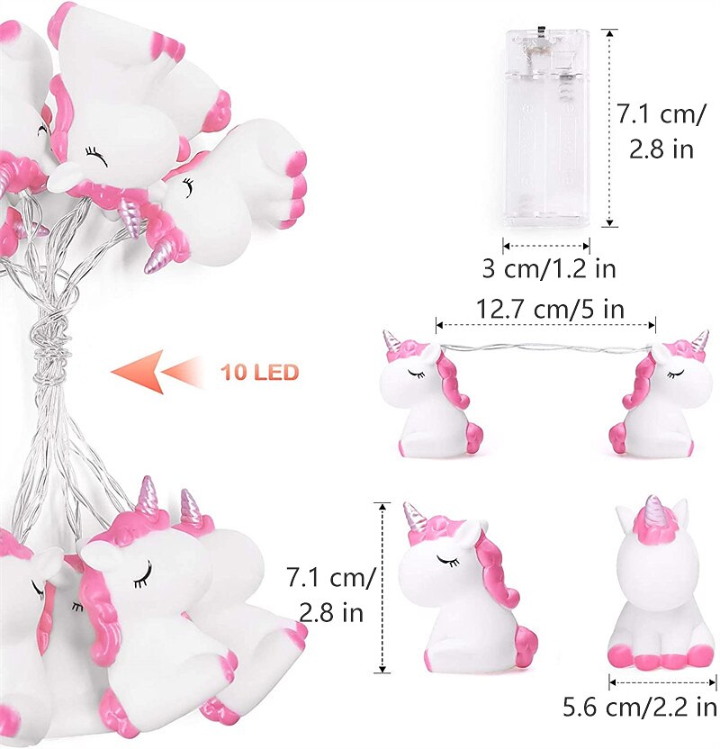 licorne led guirlandes lumineuses animal mignon décor pour chambre d'enfants à piles 1.8m10leds pour vacances lumières mur fenêtre arbre lumières décoratives cour de fête & jardin chambre d'enfant de 2025 ? $11.49 –P2