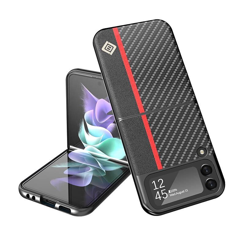 Phone Case For Samsung Galaxy Z Flip 6 Z Flip 4 Z Flip 3 Flip Flip Solid Colored PC PU Leather 2025 - $13.99 –P8