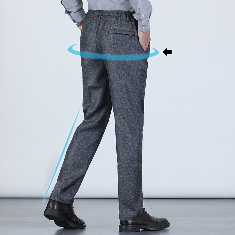 Herren Anzughosen Hose Hosen Chinesisch Chino Elastische Taille Glatt Komfort Atmungsaktiv Hochzeit Geschäft Casual Modisch Klassisch Schwarz Staubiges Blau Hoher Taillenbund elastisch 2025 - $16.49 –P3
