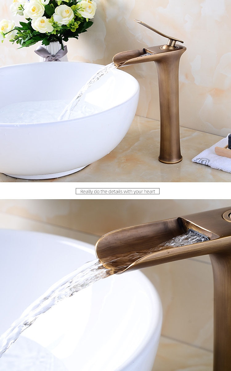 Bathroom Sink Faucet,Brass Waterfall Centerset Single Handle One Hole Bath Taps 2025 - $121.99 –P5