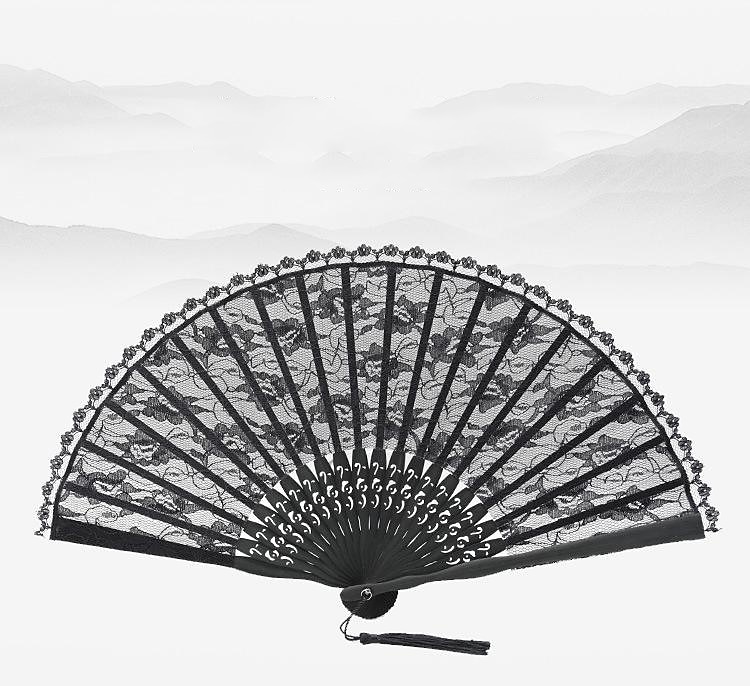 Classical Style Silk Composite Black Lace Fan Style Folding Fan Hand Held Gift Elegant 2025 - $15.49 –P4