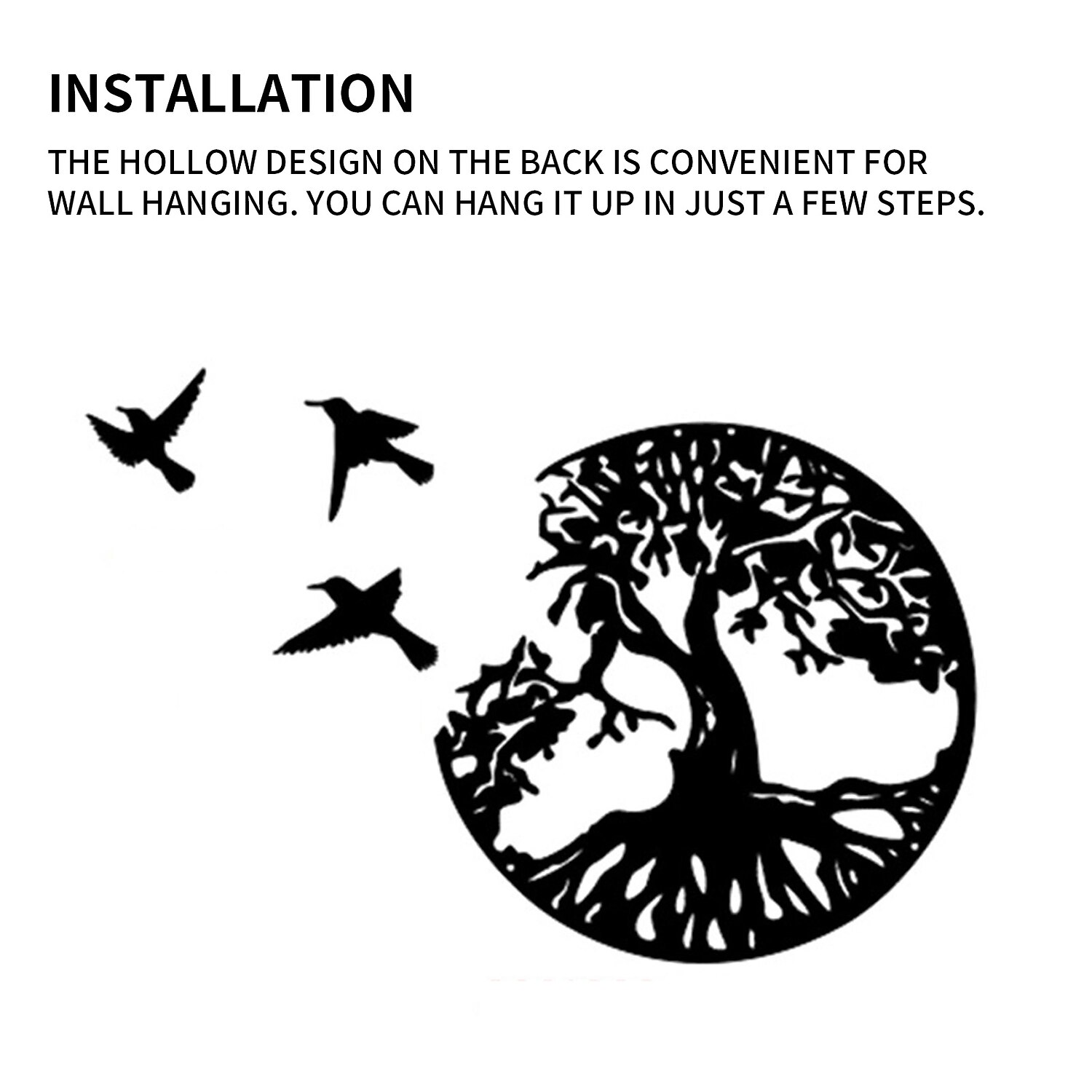 металлическое дерево жизни, настенное искусство, большое дерево жизни и птицы мира, настенная табличка, декоративная садовая художественная подвесная скульптура 2026 - $28.99 –P2