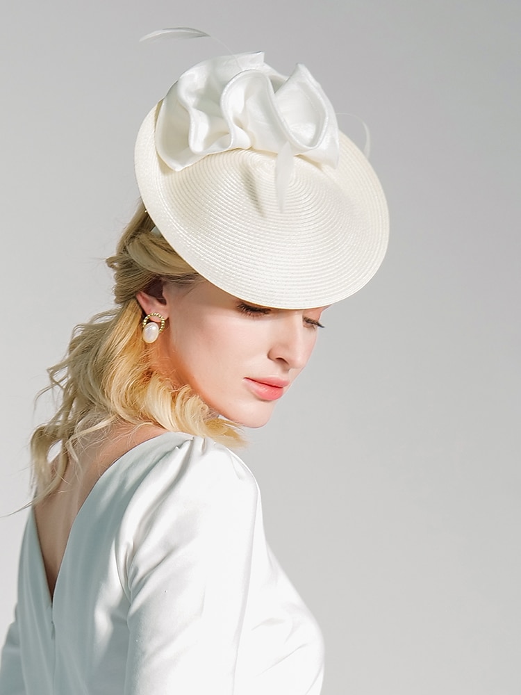 шляпа дерби в стиле Кентукки, элегантные пасторальные повязки на голову из абаки с рюшами/вечерний/чаепитие/головной убор с чашкой Мельбурна 2026 - $32.99 –P1