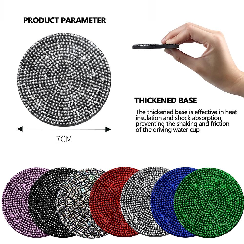 2pcs Bling Car Cup Holder Coaster 2.75 inch Anti-Slip Shockproof Universal Fashion Vehicle Car Coasters Insert Bling Rhinestone Auto Automotive Interior Accessories for Women 2025 - $11.99 –P5