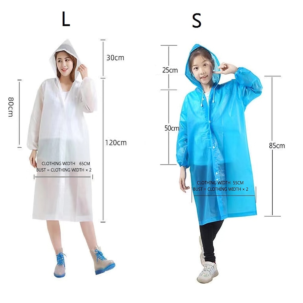 Chubasquero reutilizable para mujer, ropa impermeable para hombre, poncho impermeable, capa de lluvia eva, cubierta de lluvia de plástico a la moda con capucha 2025 - $8.99 –P5