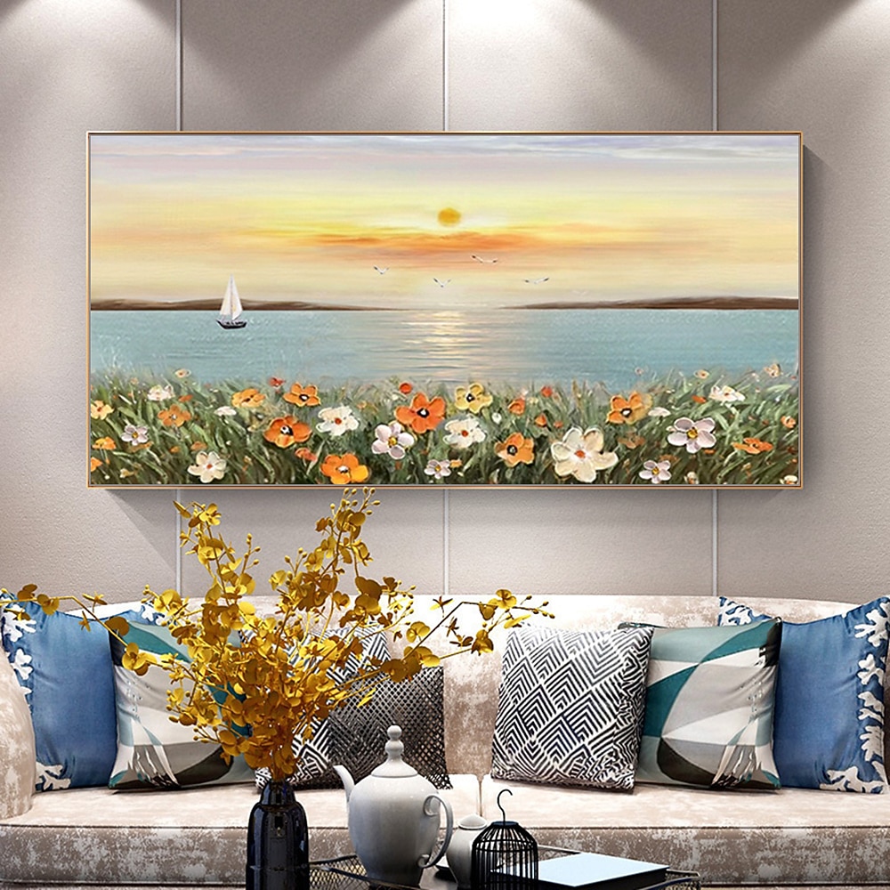 Mintura hecho a mano textura gruesa flores paisaje pintura al óleo sobre lienzo arte de la pared decoración cuadro abstracto moderno para la decoración del hogar enrollado sin marco pintura sin 2025 - $77.99 –P2