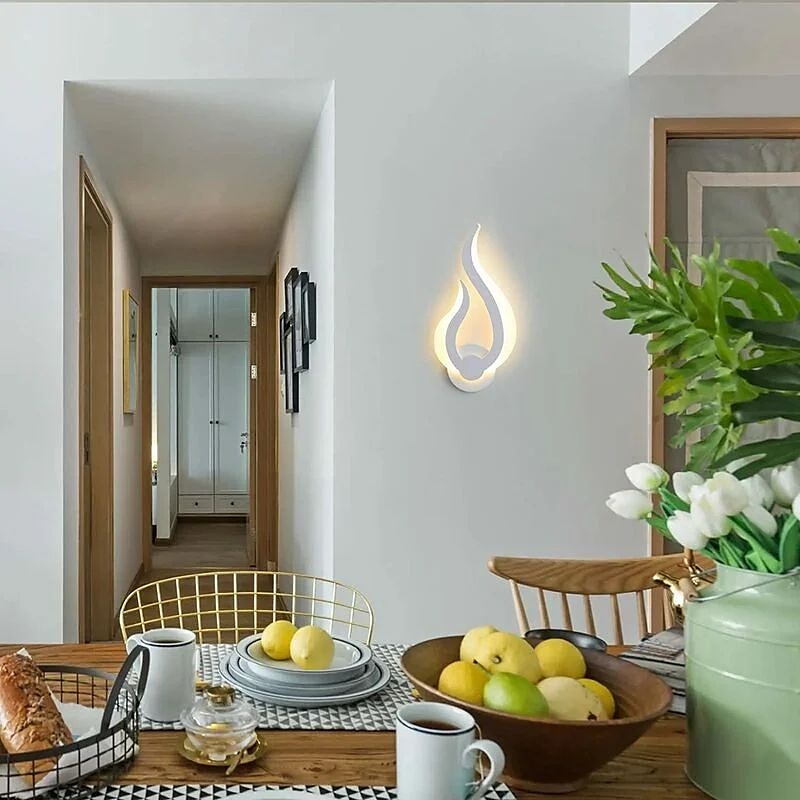 Lightinthebox Lámparas de pared LED de 1 luz de 31 cm, apliques de pared con diseño en forma de fuego, tiendas/cafeterías de estilo minimalista moderno, aplique de acrílico genérico 10w ip44 2025 - $42.99 –P7