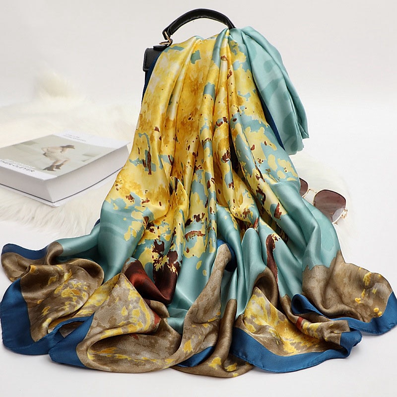 sciarpa di seta delle donne di inverno della stampa di modo della signora della spiaggia dello scialle sciarpe caldo liscio foulard hijab femminile del 2025 a $9.99 –P5