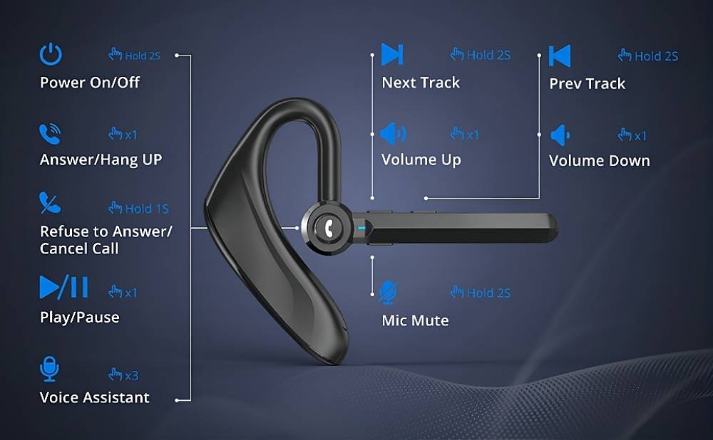 Dual-Mic AI Noise Cancelling Bluetooth Headset for Cell Phones, 30Hrs HD Talktime 10 Days Standby Wireless Bluetooth Earpiece IPX6 Waterproof Ultra-Light Wireless Headset Truckers/Office/Business 2025 - $27.99 –P7