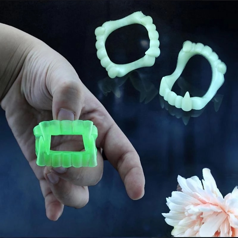 Halloween Vampire Dentures, Glow in The Dark Horror Zombie Teeth, Fake Tiger Teeth Grim Reaper Braces, Luminous Dress Up Props 2025 - $6.49 –P6