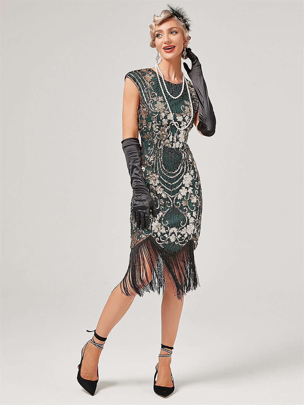 Anni Ruggenti Anni 1920 Lunghezza al ginocchio Vestito Abito Flapper Abito da Ballo Normale Cortissima Il grande Gatsby Charleston Invitato al matrimonio Paillettes Frangia con nappe Scollo Tondo del 2026 a $51.99 –P9