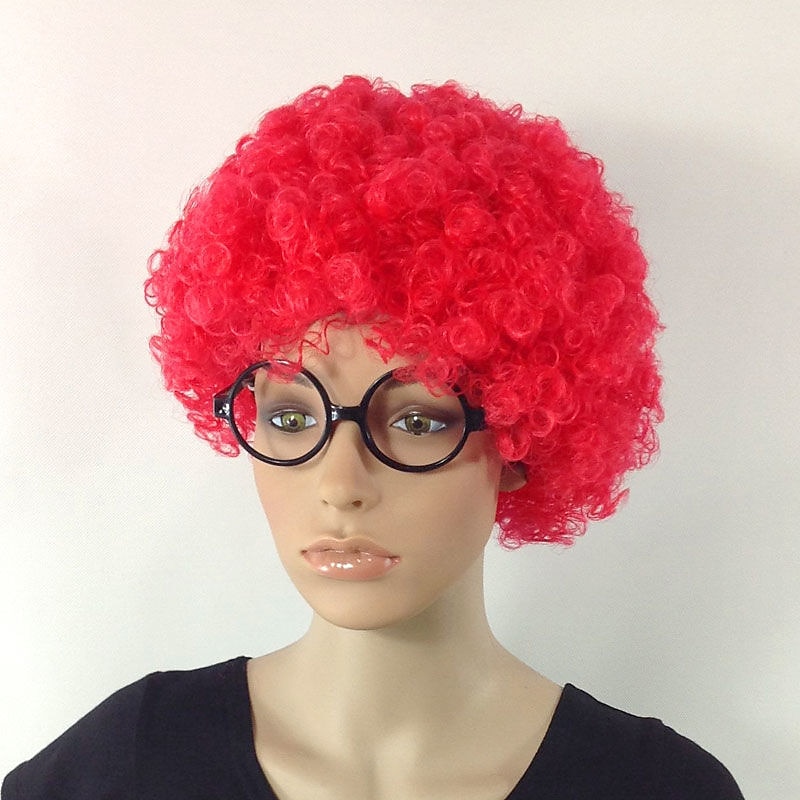 Fans Parykk Farge Cosplay Parykk Burlesque Klovn Det Yaki Afro Krøllete Bob Parykk Medium Lengde Beige Syntetisk Hår Barns Cosplay Kreativ Morsom Rød Karneval Festival Halloween Parykker 2025 - $12.49 –P5