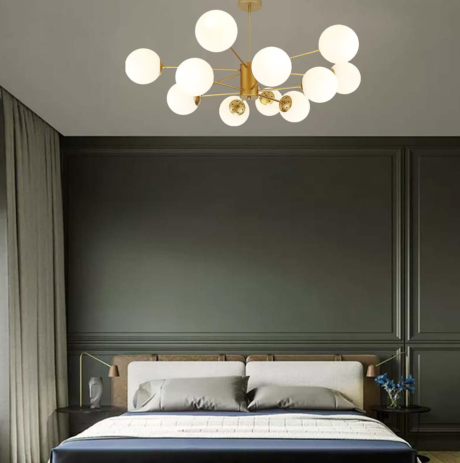 12 Heads Pendant Light Nordic Chandelier Sputnik Design Modern Gold Glass Shade Metal Painted Finishes 110-120V 220-240V 2025 - $419.89 –P3