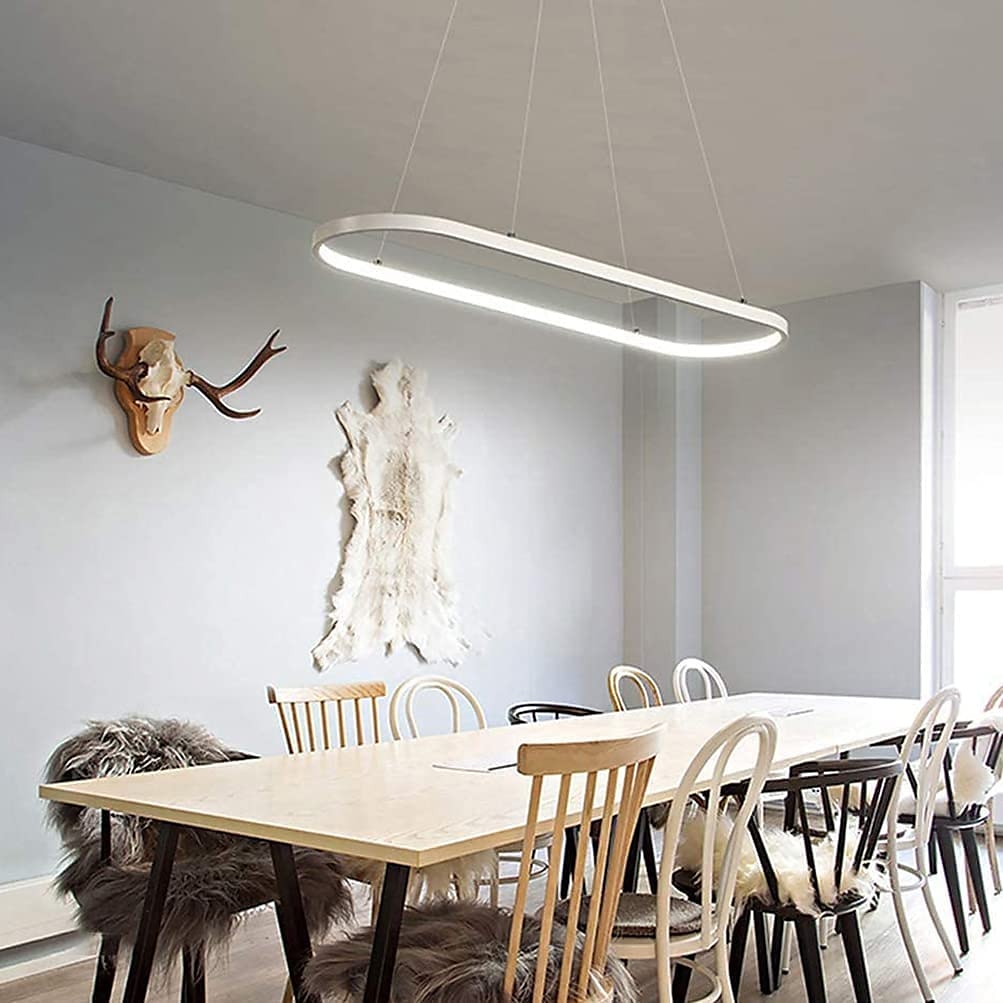 Lampada a sospensione a led 1 luce 70c/90m 40w design ovale rettangolo alluminio finiture verniciate nere lampada moderna per sala da pranzo ristorante bar 110-240v solo dimmerabile con telecomando del 2025 a $140.99 –P9