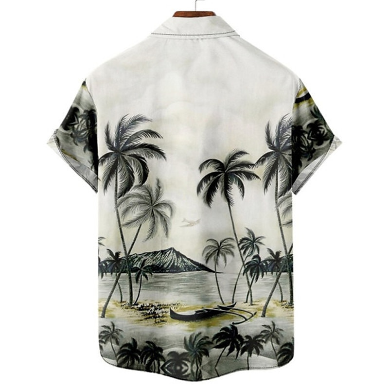 Herr Blommig Leopard Landskap Skjorta Hawaii skjorta Aloha skjorta Kort ärm Skjorta Nedvikt Mode Designer Ledigt Utomhus Gata Ledigt Vit Gul Marinblå 3D-tryck S M L 2025 - $24.99 –P9