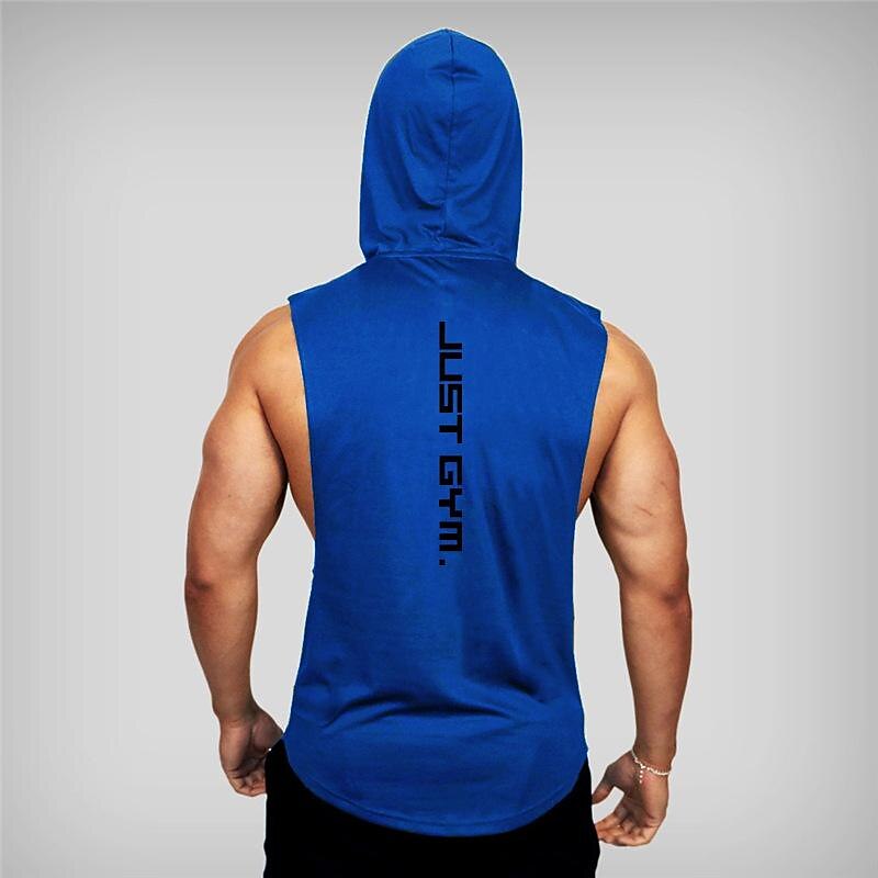 Men s Running Tank Top Workout Tank Sleeveless Hoodie Street