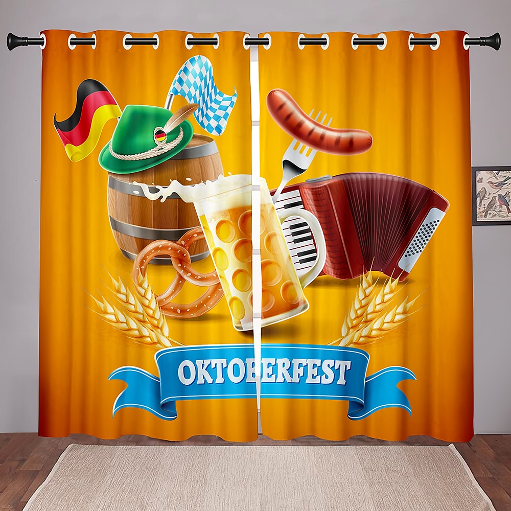 2 paneles szett sötétítő függöny oktoberfest design hőszigetelt függöny hálószobába nappali modern átvezetéses ablakfüggöny függönyfüggöny 2025 - $45.99 –P2