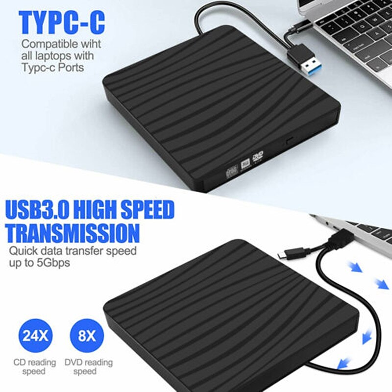 Slim External CD DVD RW Drive USB 3.0 Burner Burner Player Card Reader for Laptop 2025 - $33.99 –P3