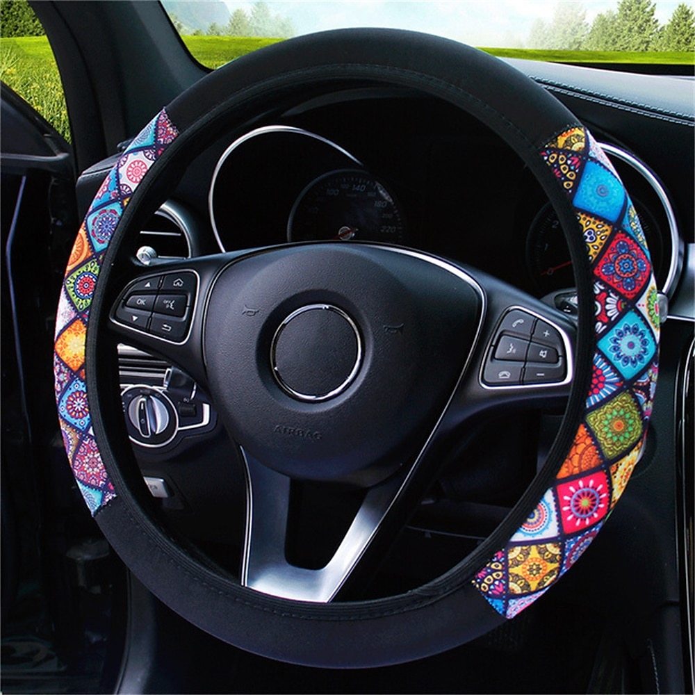 coprivolante elastico per auto stampa stile etnico antiscivolo car styling coprivolante per auto accessori interni auto 38 cm del 2025 a $13.99 –P4