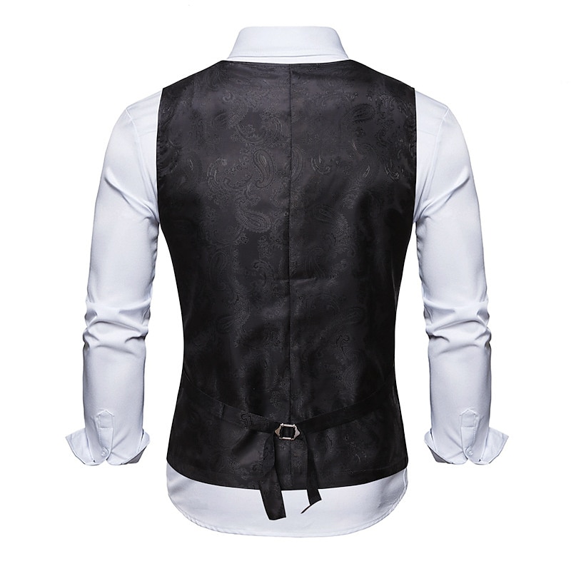 Per uomo Gilet Matrimonio Feste Bar Moda Comodo Estate Primavera Tasche Poliestere Traspirante Floreale Monopetto A V Standard Argento Nero Blu marino scuro Oro Gilet del 2026 a $34.99 –P5