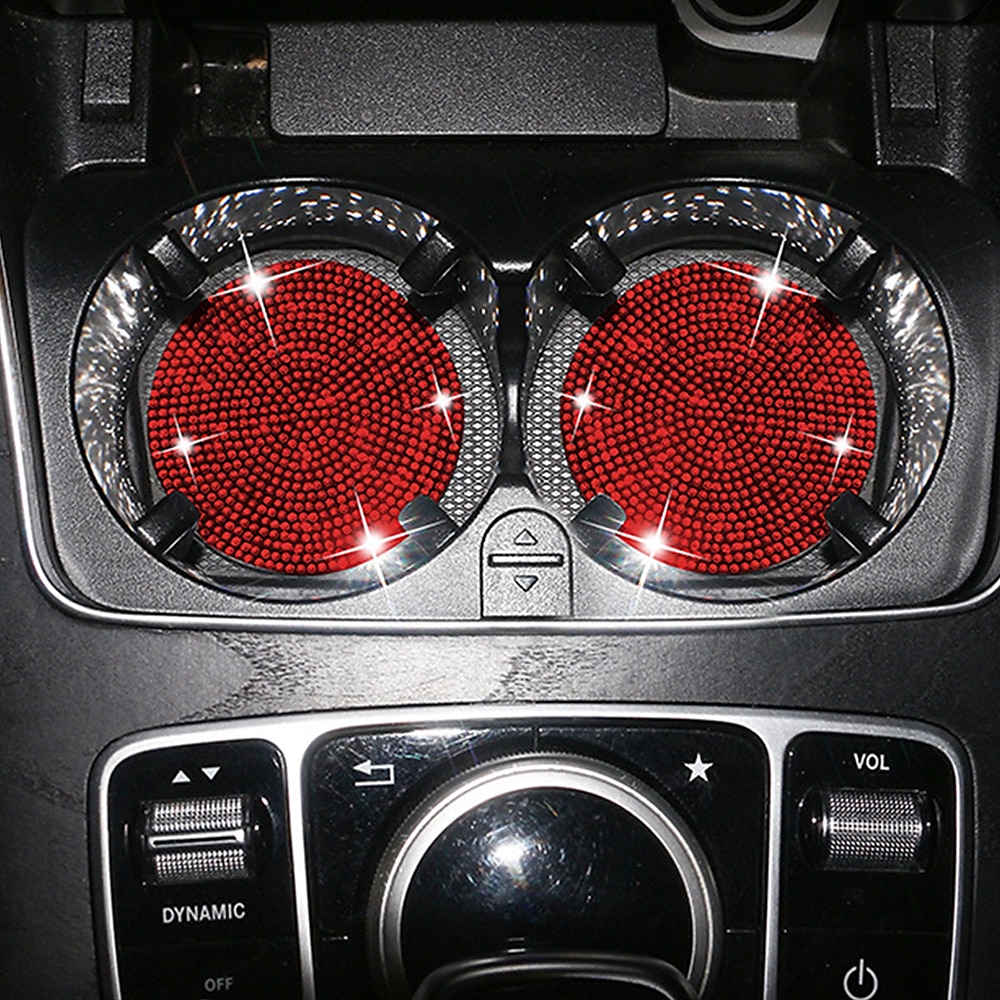 2pcs Bling Car Cup Holder Coaster 2.75 inch Anti-Slip Shockproof Universal Fashion Vehicle Car Coasters Insert Bling Rhinestone Auto Automotive Interior Accessories for Women 2025 - $11.99 –P16