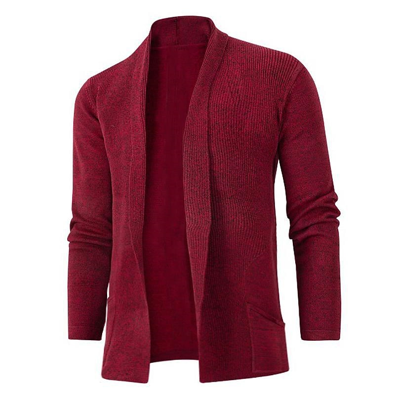 Herren Pullover Strickjacke Gerippt Stricken Strick Feste Farbe Hemdkragen Basic Stilvoll Täglich Festtage Bekleidung Winter Herbst Schwarz Wein M L XL 2025 - $25.99 –P4