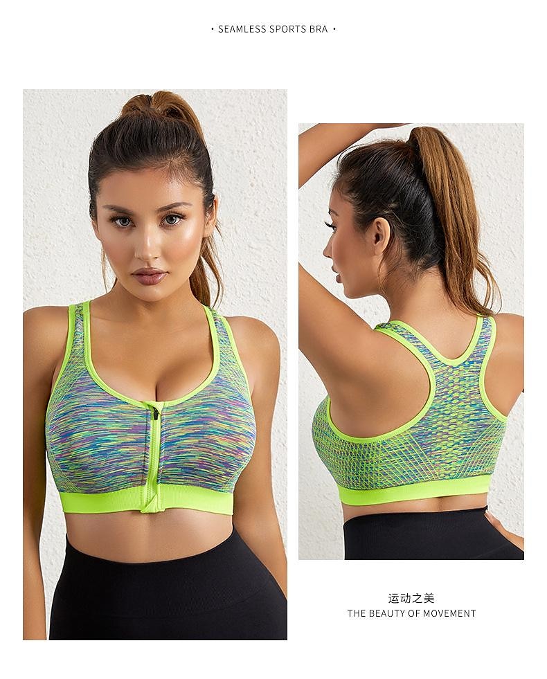 Women's Medium Support Sports Bra Running Bra Seamless Racerback Bra Top Padded Fitness Gym Workout Leisure Sports Breathable Lightweight Soft Spandex fluorescent green grey blue Fuchsia Camo 2023 - AED 53 –P8