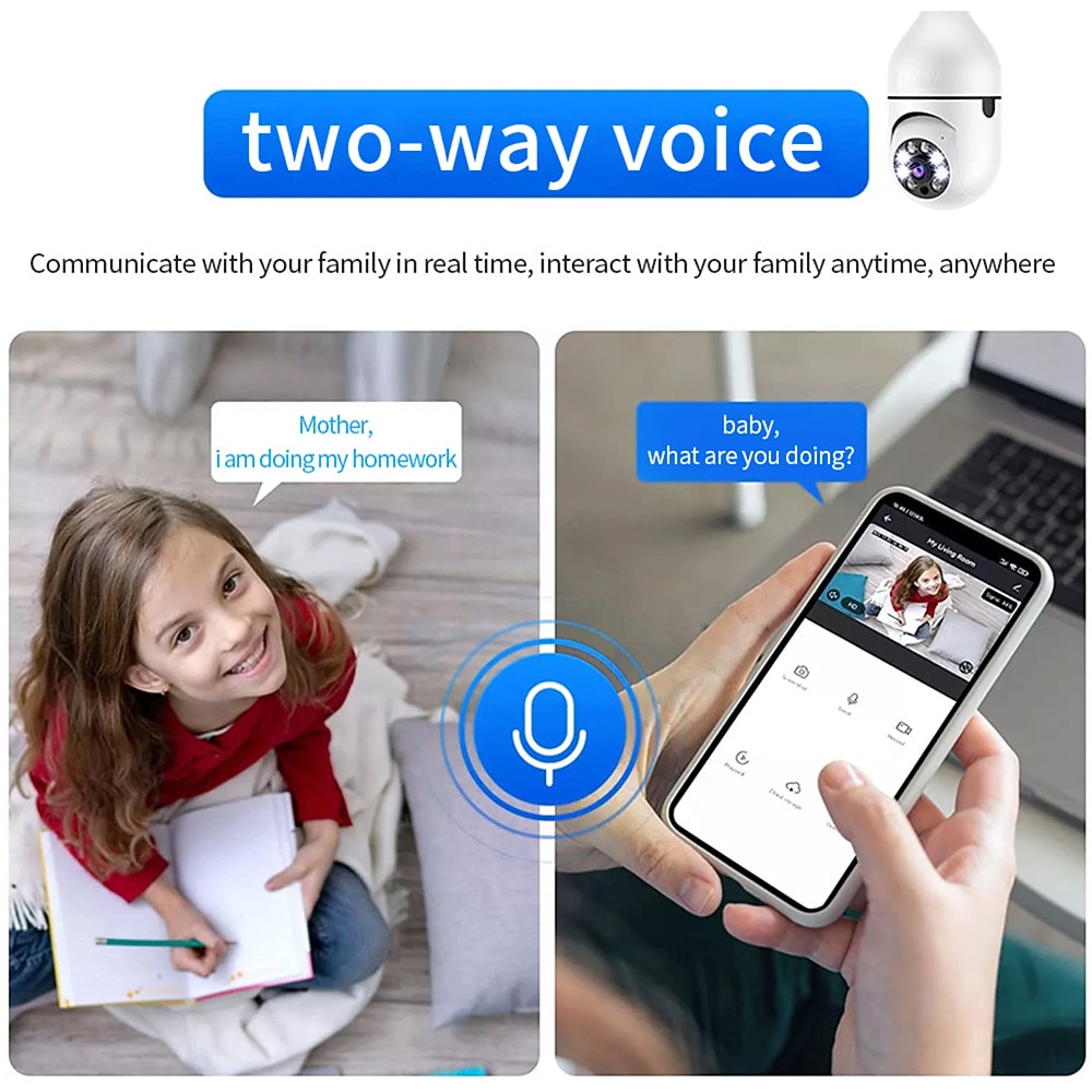 IP-camera 1080P HD Lamp Draadloos Bewegingsdetectie Externe toegang Binnen Appartement Ondersteuning 2025 - $33.99 –P9