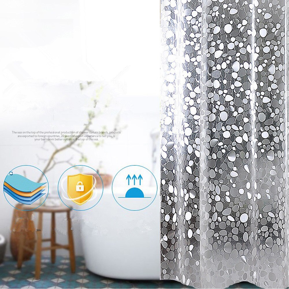 Cortina de Ducha de Baño PVC Impermeable 180cm*180cm(70"*70") Clara de Piedra Angular Transparente Resistente con 12 Ojetes Ganchos de Plástico para Baño 2025 - $18.49 –P2
